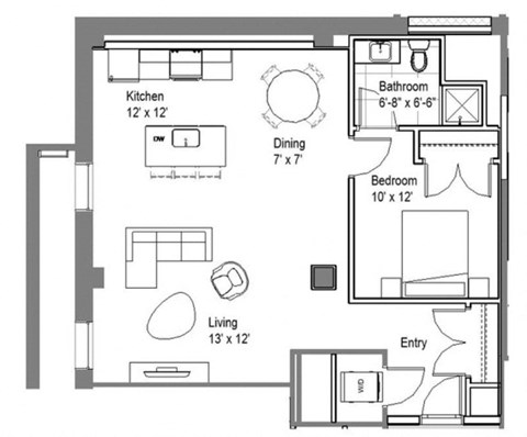 GW 002 Floor Plan at The Georgian Apartments, St Louis, MO